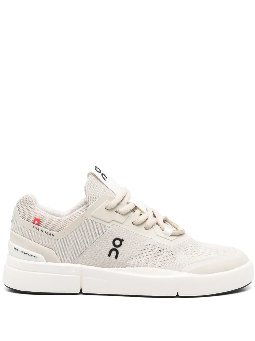 Beige On Roger Spin athletic sneaker with lace-up front and textured upper