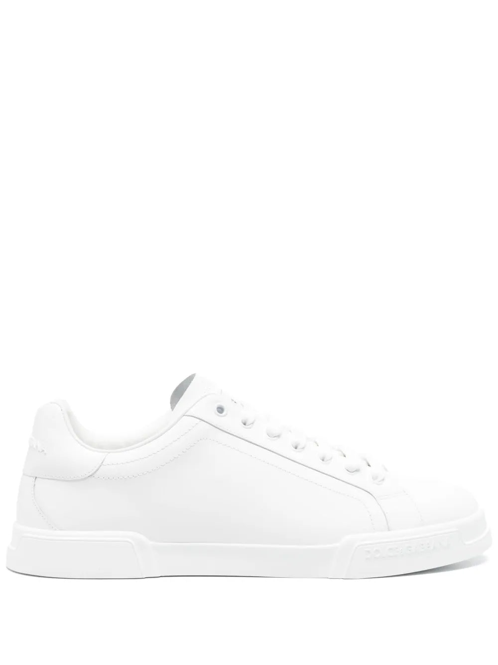 Dolce & Gabbana white leather sneakers, low-top with lace-up front and side logo