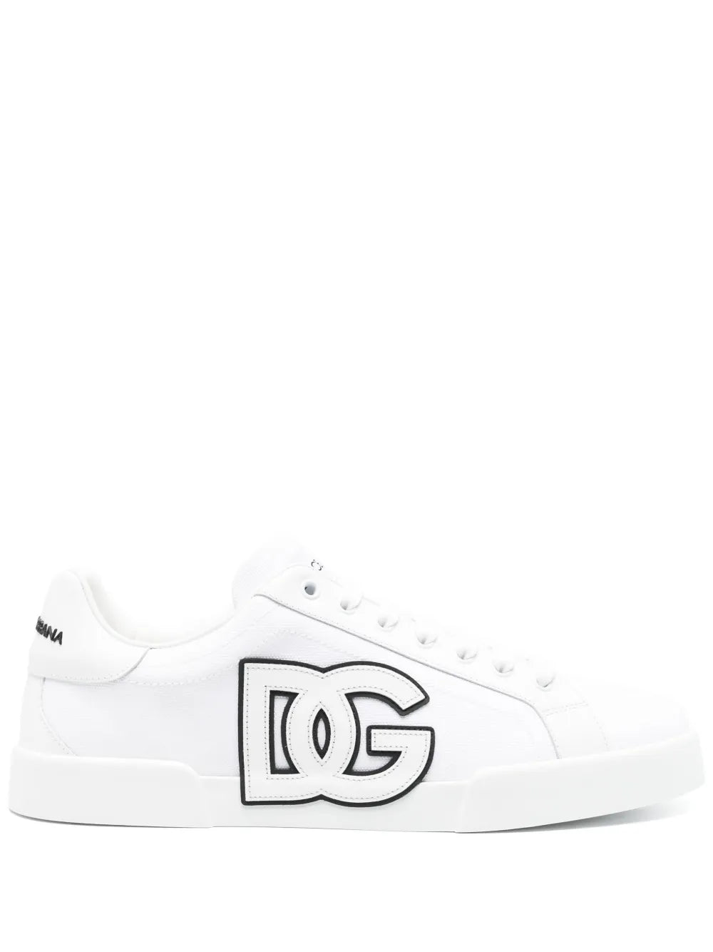 White Dolce & Gabbana logo-patch sneakers, side view with DG patch