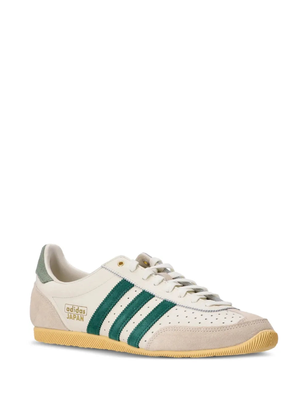 adidas Japan suede-panelled sneakers with white upper and green heel panel