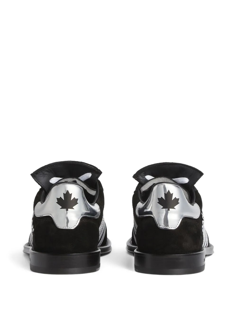 Dsquared2 Boxer sneakers, black suede with white stripes and maple-leaf heel detail