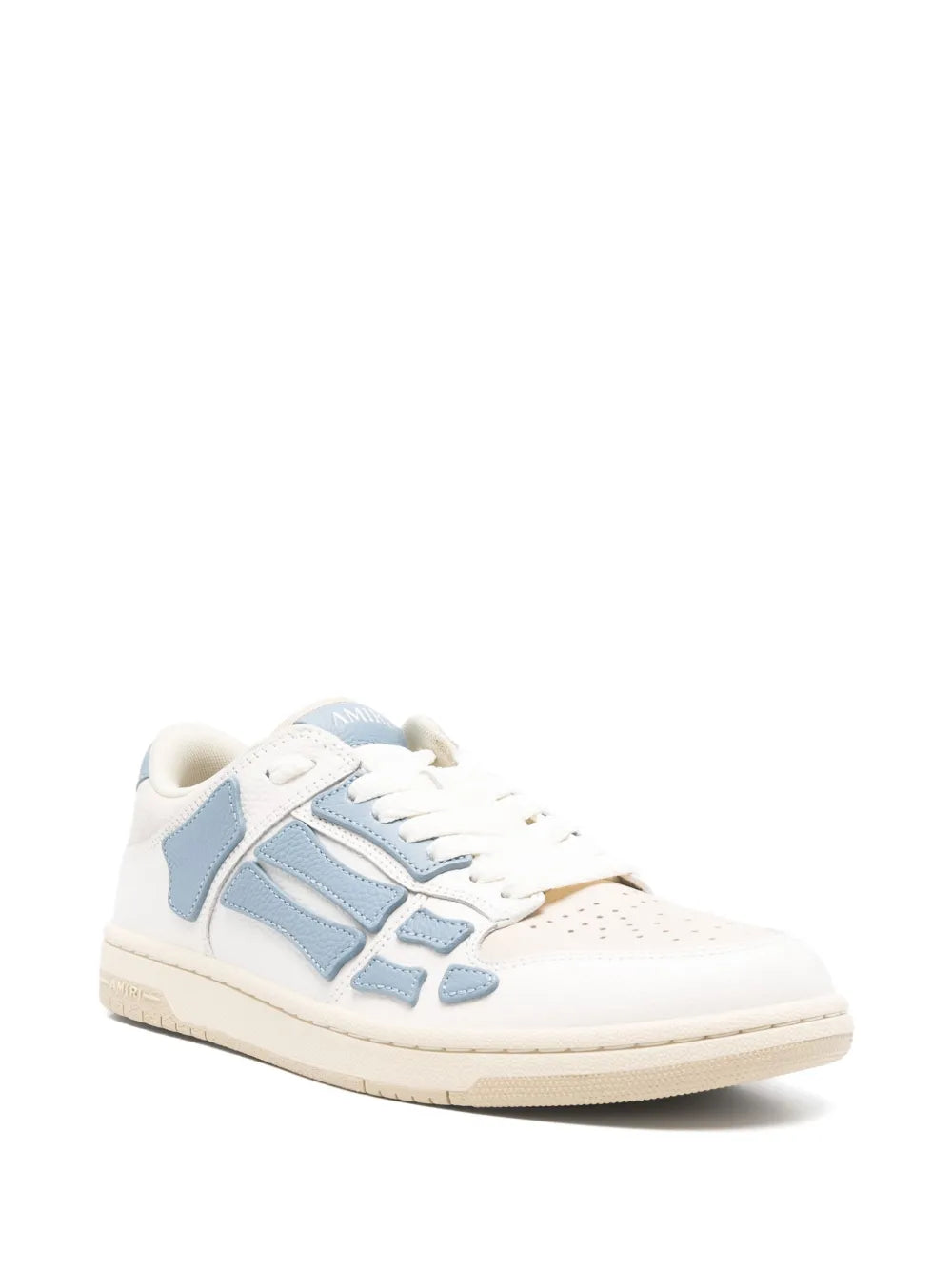 Low-top sneakers in white with light-blue quarter panels and cream sole