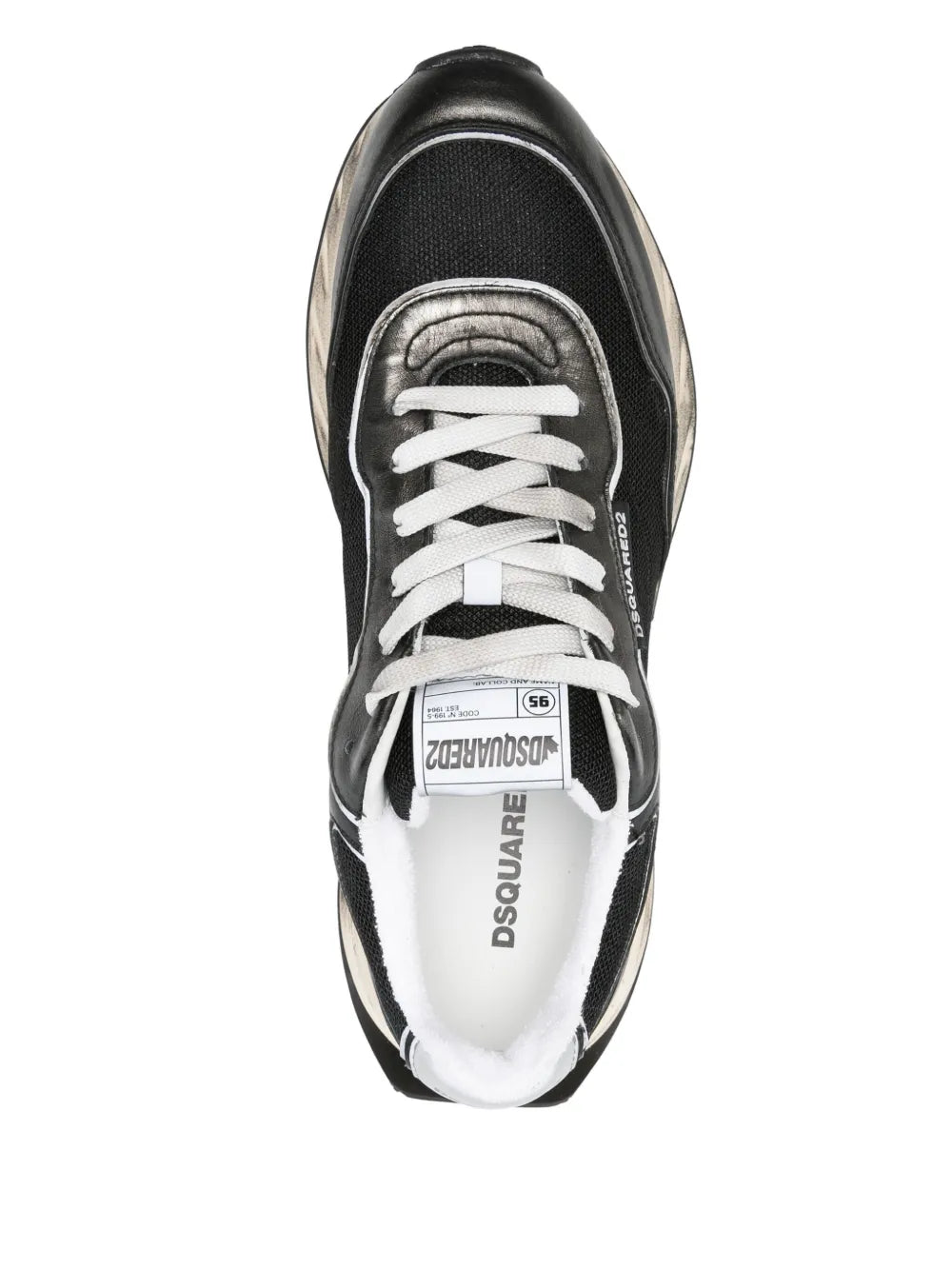 Dsquared2 black lace-up sprinter sneaker with white laces and interior logo