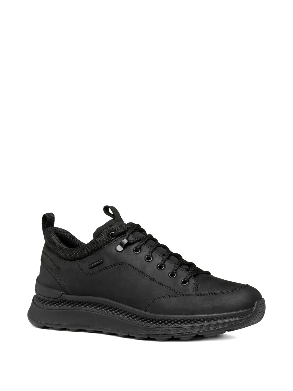 Geox Spherica Actif leisure sneaker, black low-top with lace-up front view