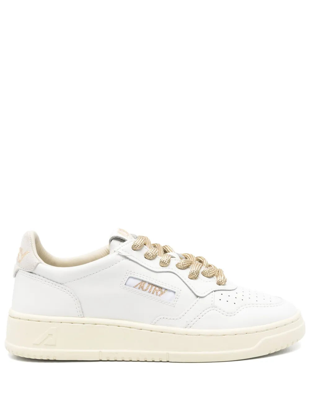 Autry Medalist white low-top sneakers with lace-up front and perforated toe