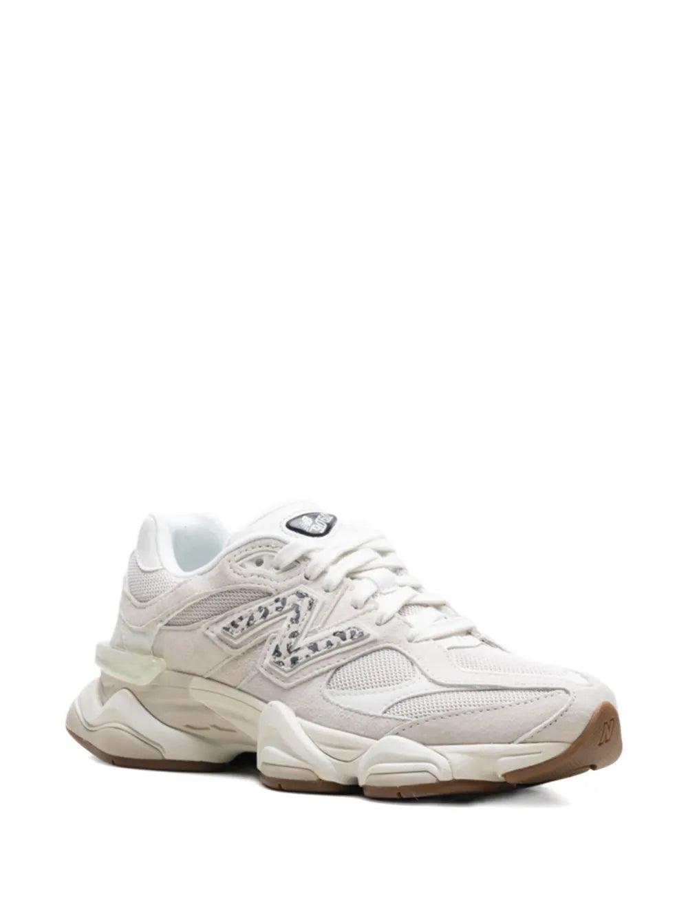 White mesh lace-up sneakers with logo on side and cream outsole