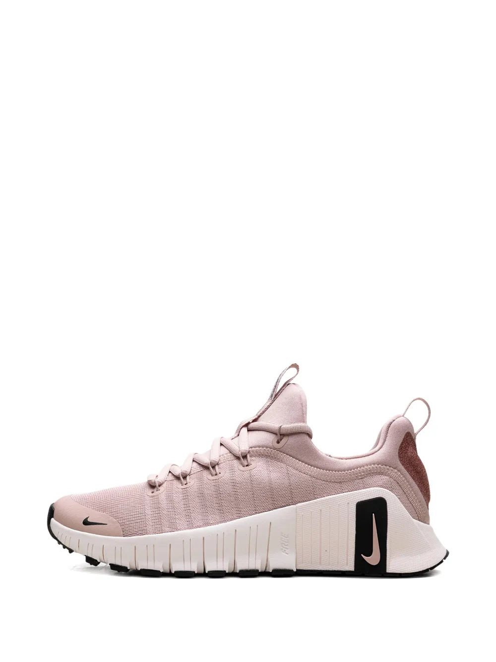 Nike Free Metcon 6 Prm light pink lace-up sneaker, white midsole and black emblem