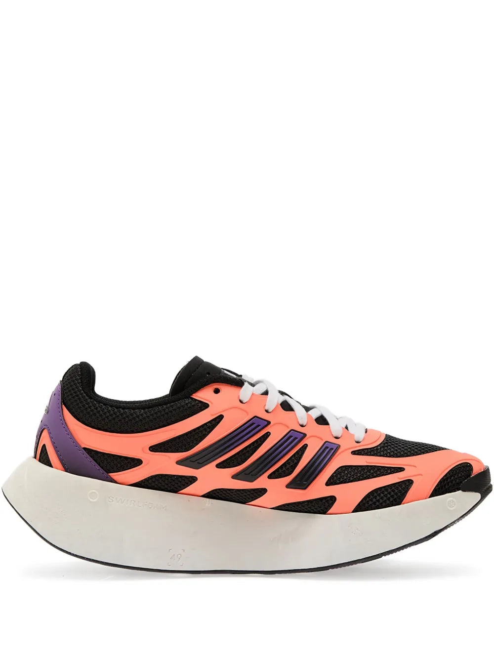 Orange mesh running sneaker, lace-up front, sculpted foam midsole