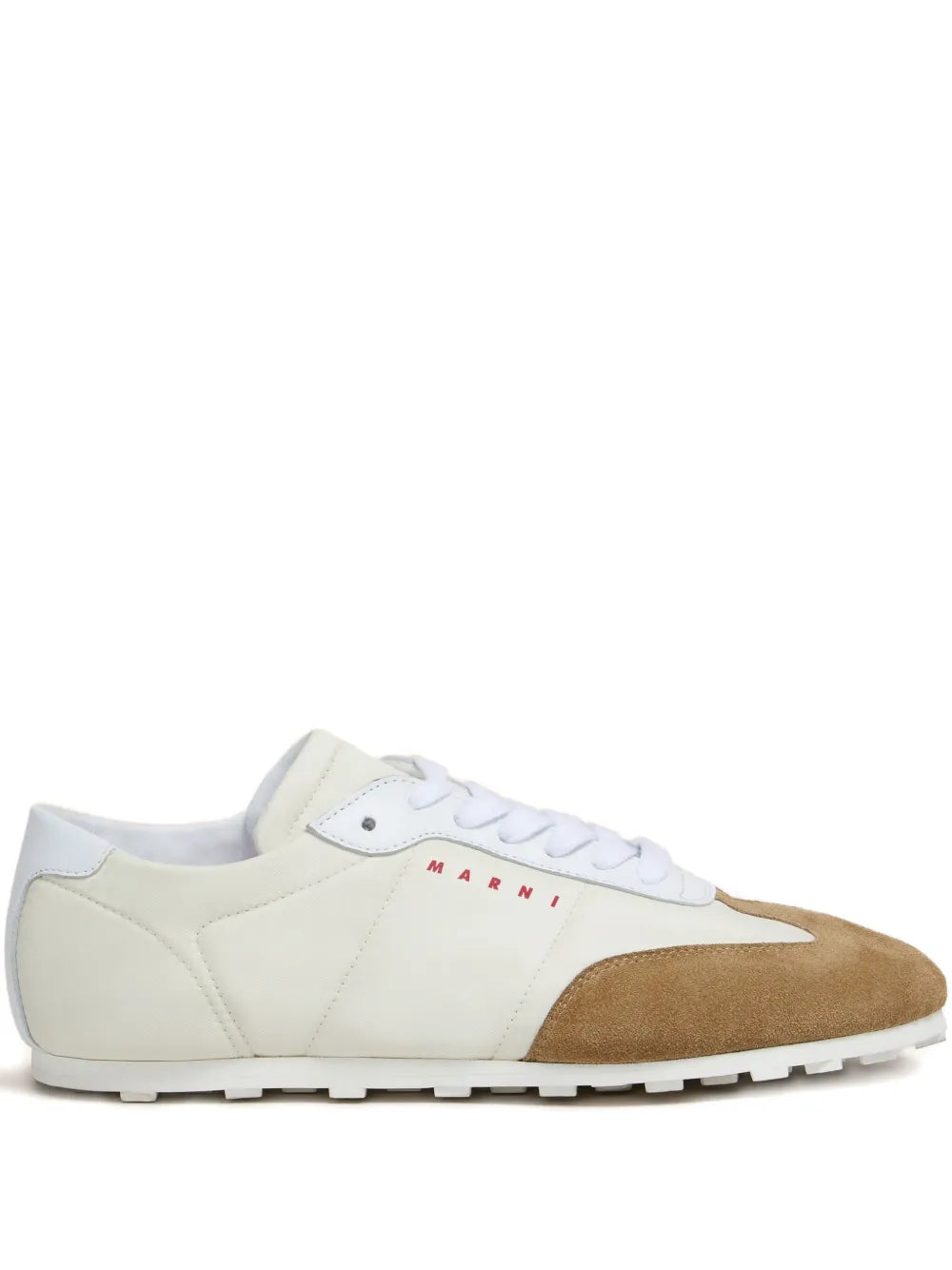 Marni suede-detail sneakers in white with brown suede panels and white laces
