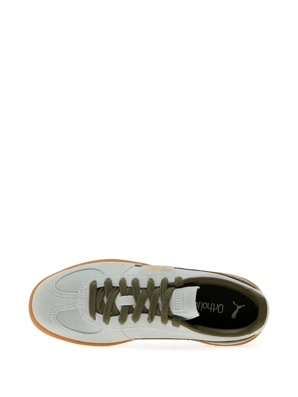 Suede sneakers lace-up front with dark lining detail inside