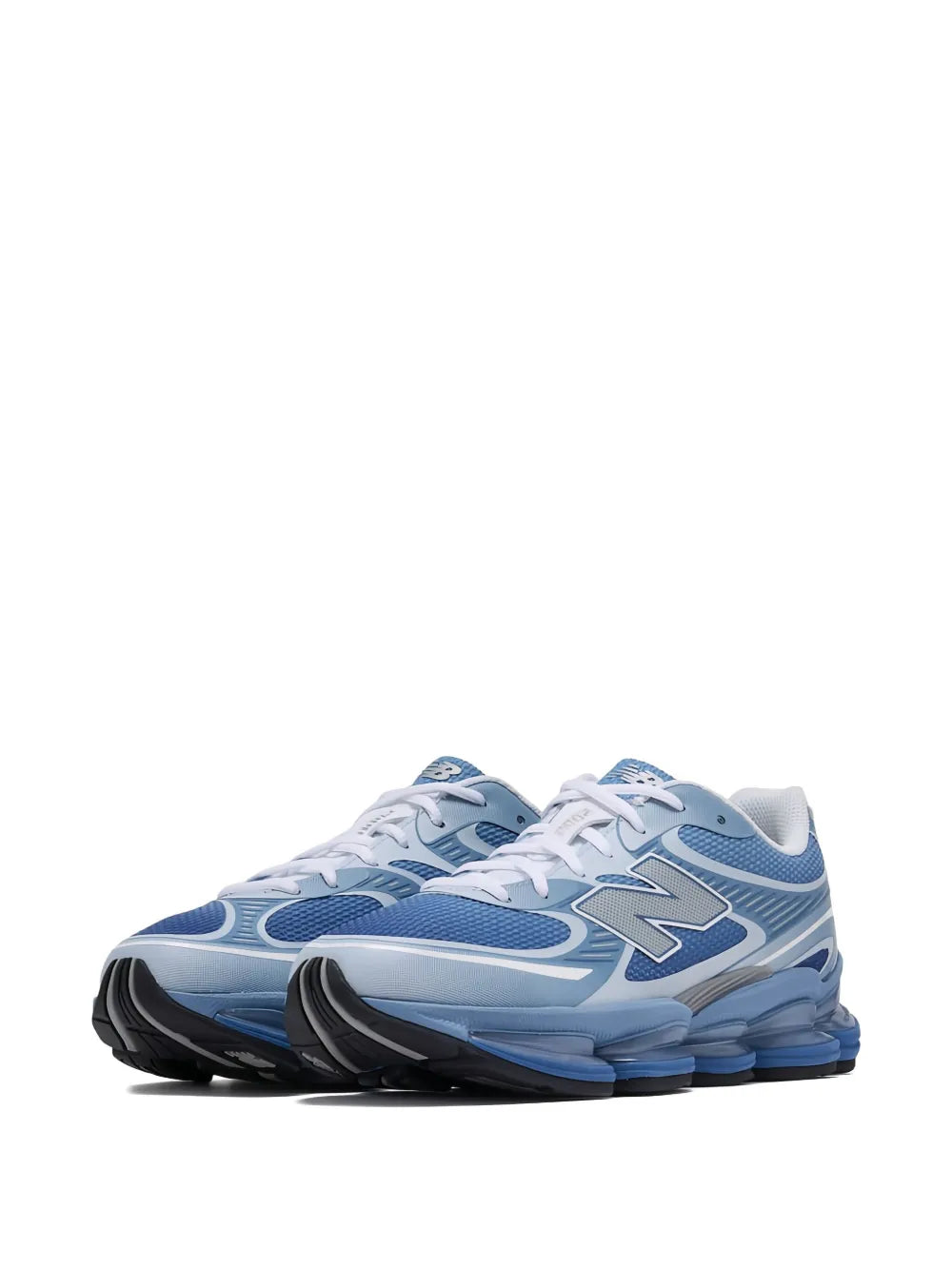 Light blue New Balance sneakers, side view with cushioned visible pods