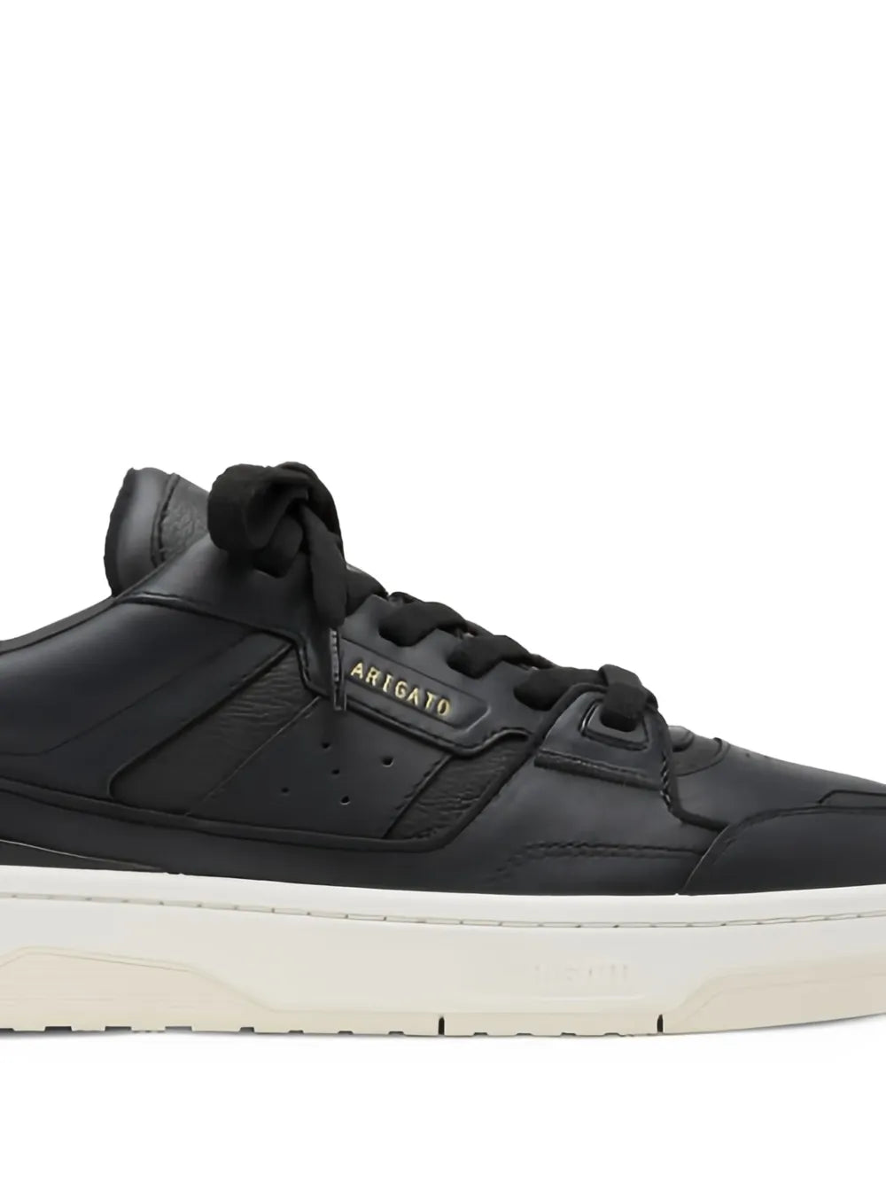 Axel Arigato Clay black leather panelled sneaker, lace-up with side logo and white sole