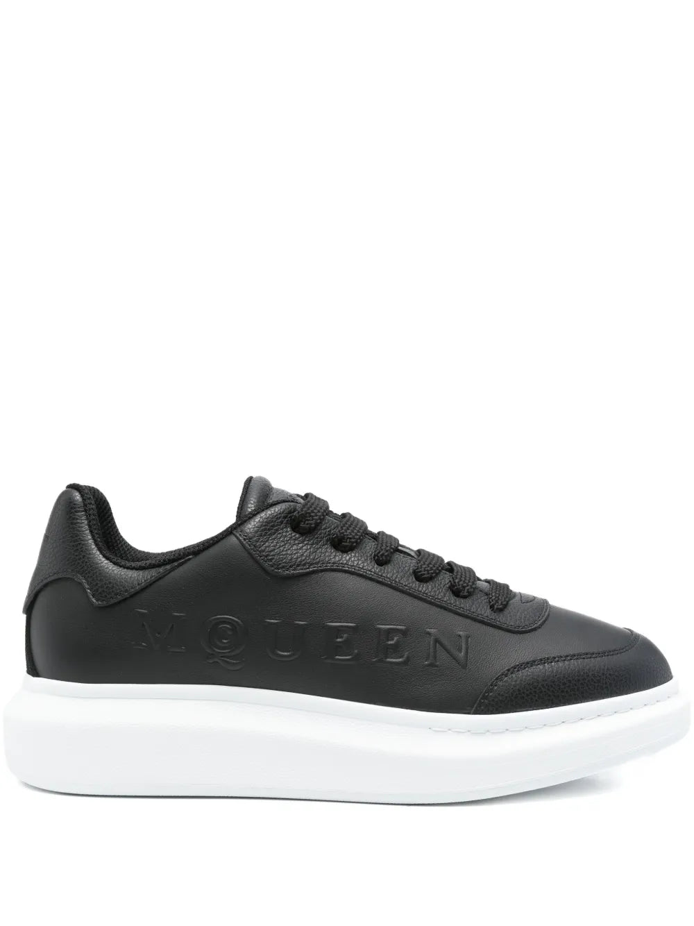 Alexander Mcqueen logo-embossed platform sneakers, black, lace-up with white sole