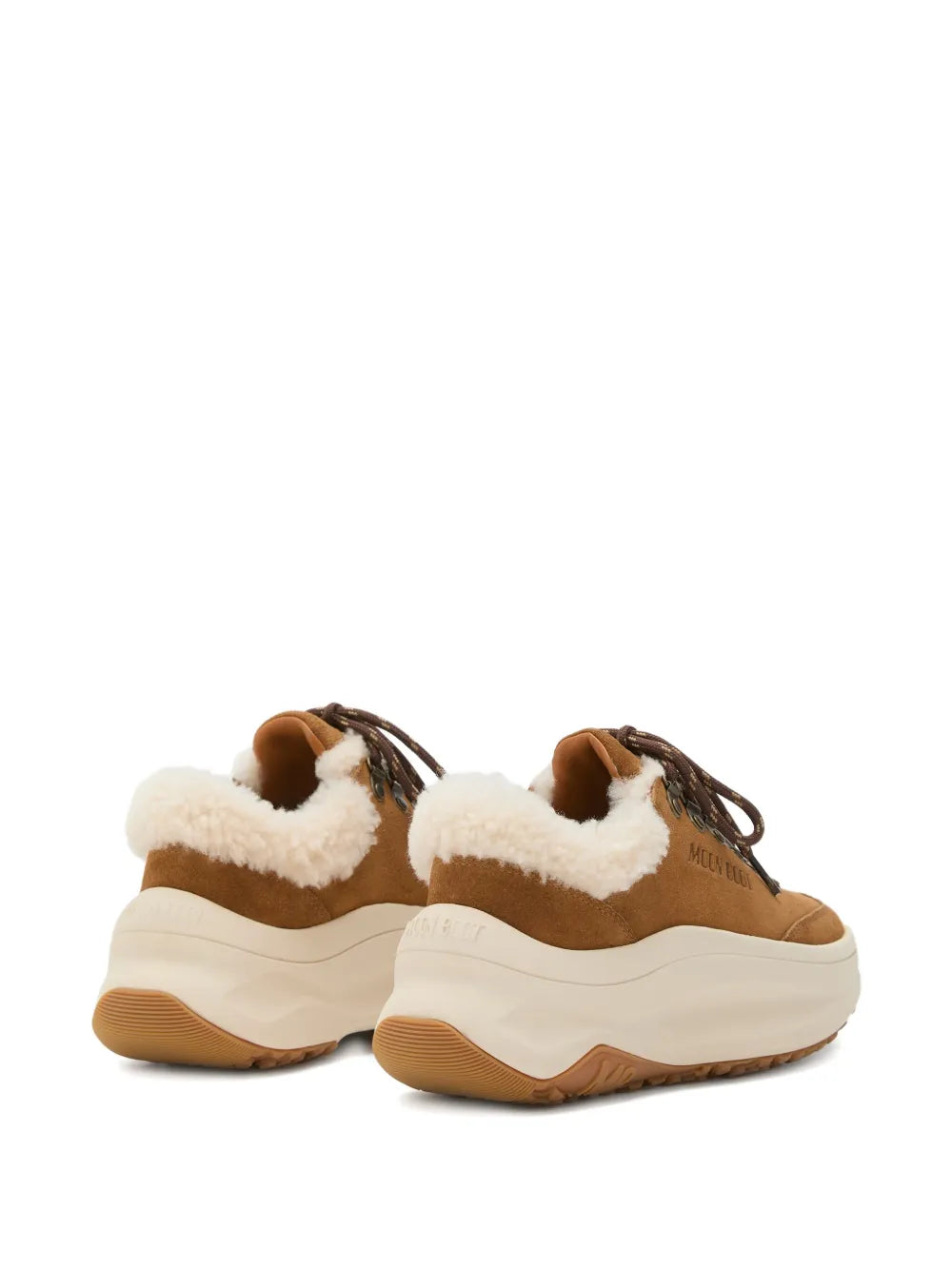 Brown Moon Boot Moon247 sneakers with faux shearling collar and thick platform sole