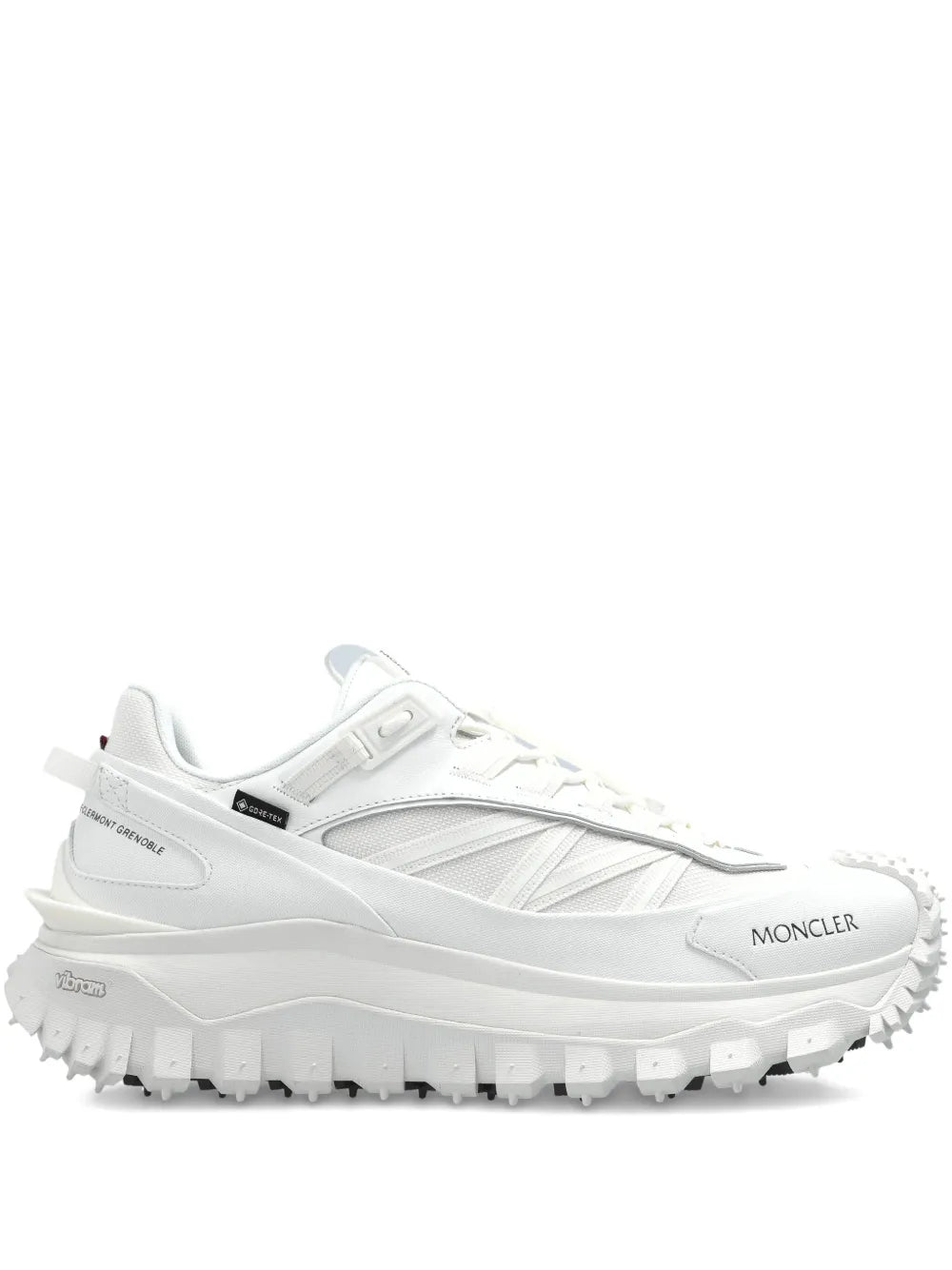 Moncler white Trailgrip GTX lace-up sneakers with chunky tread and side logo
