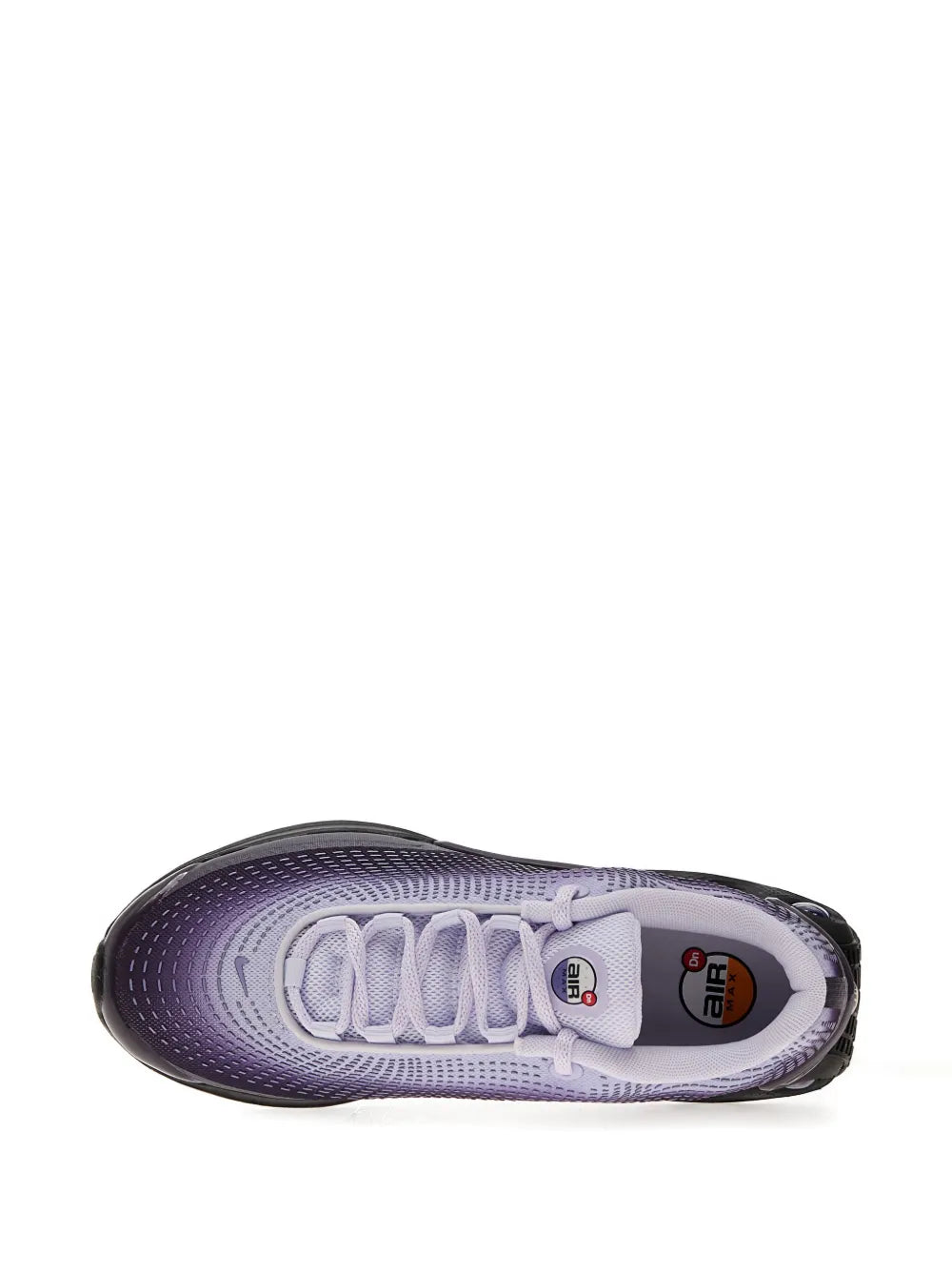 Air-cushioned sneaker outsole with purple rubber and white midsole