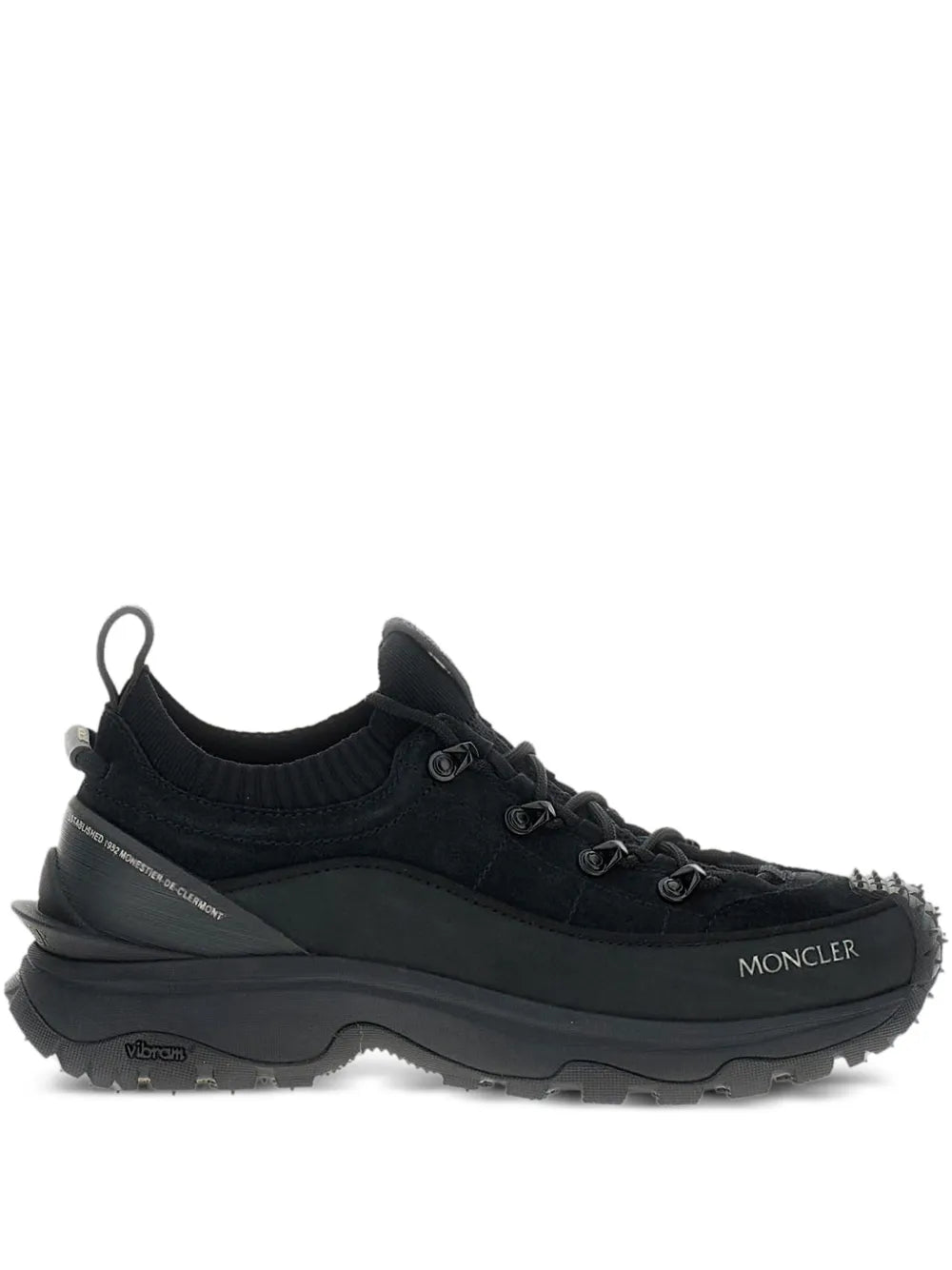Moncler Lite3 black low-top sneakers, lace-up with chunky rubber sole