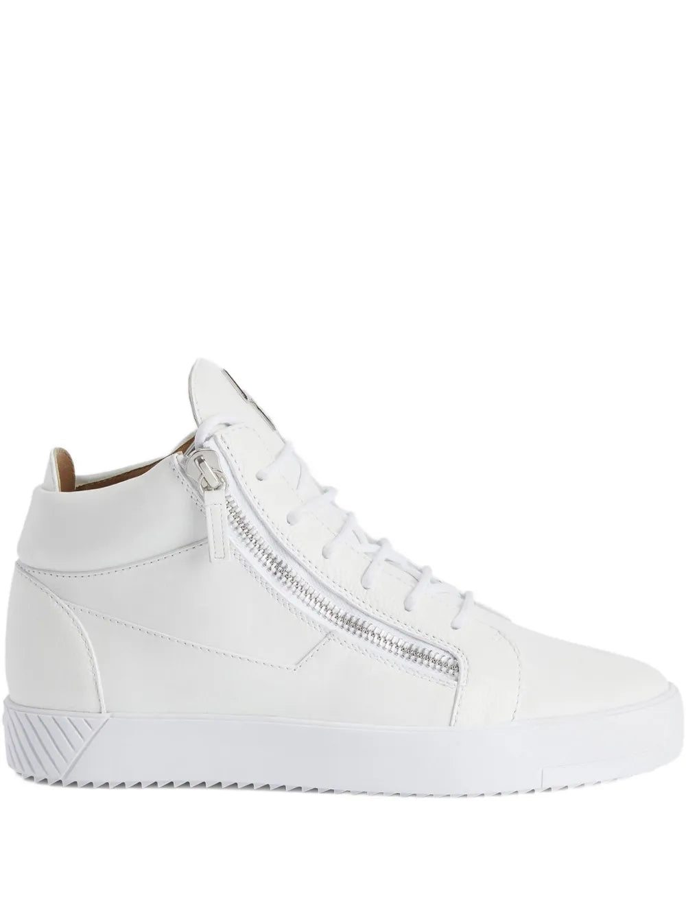 Giuseppe Zanotti Kriss white leather sneakers with side zip and lace-up
