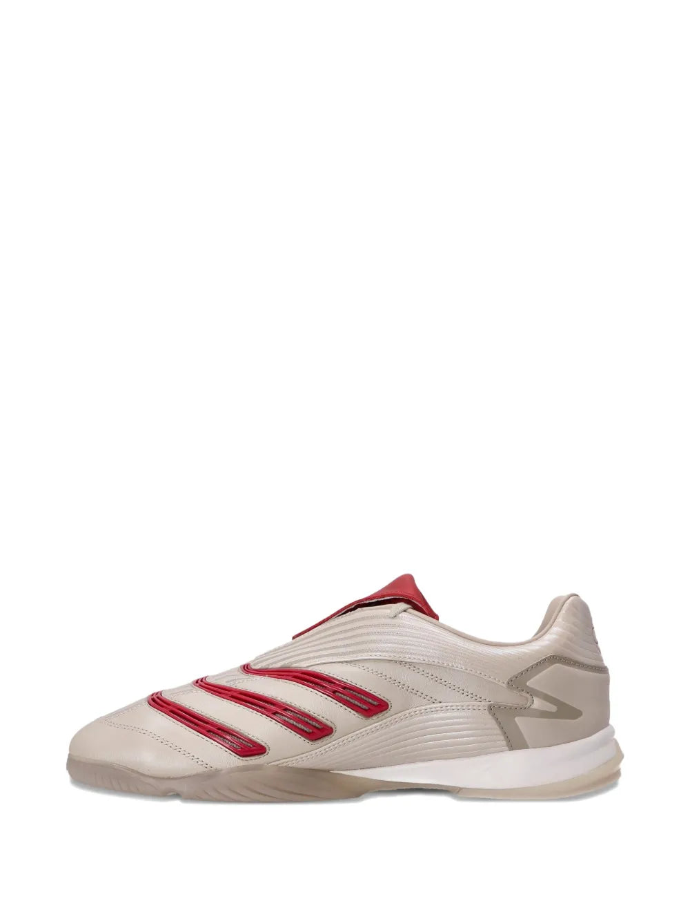 adidas Predator Sala leather indoor shoes, beige side panels with red triple stripes
