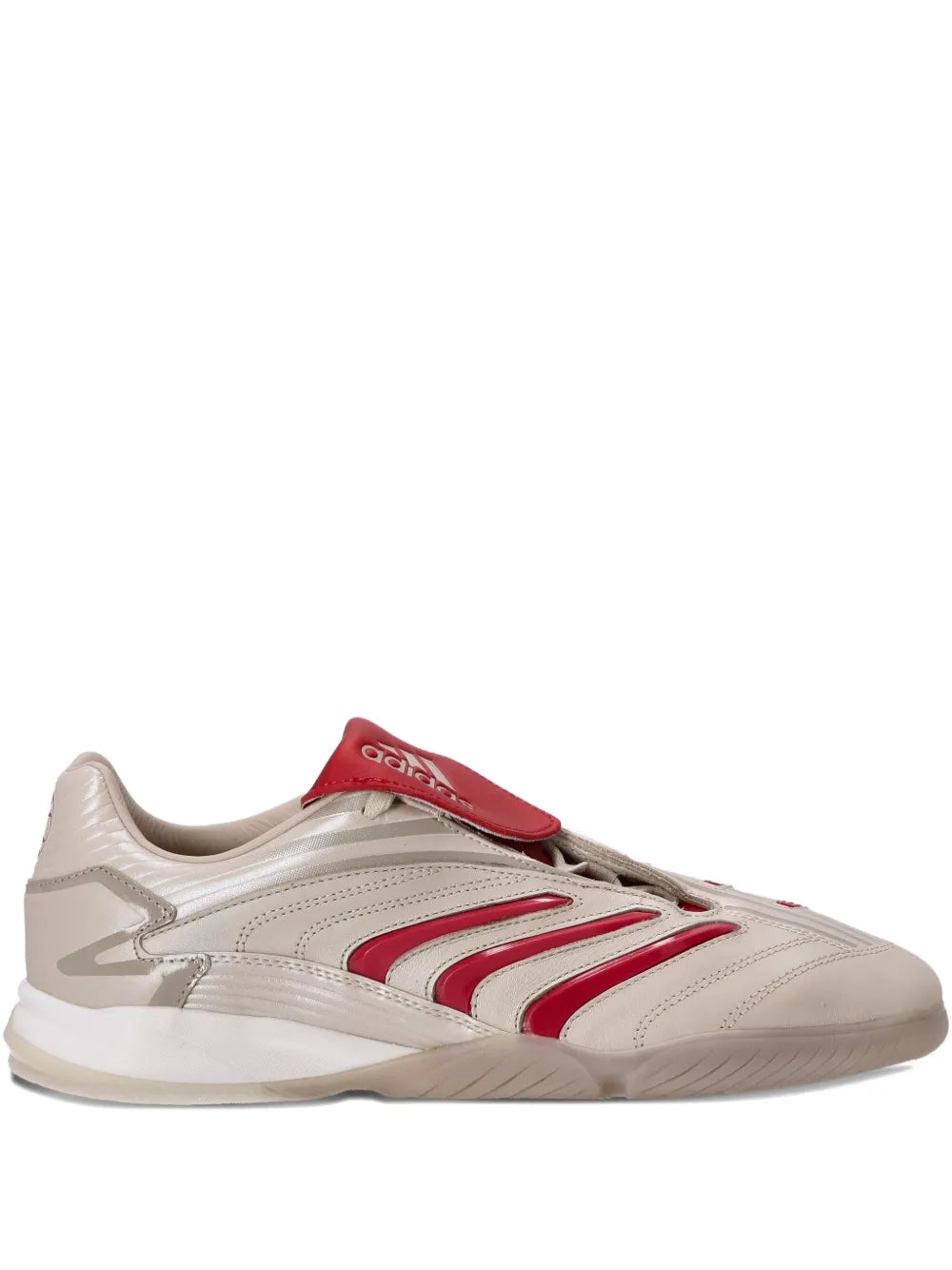 adidas Predator Sala leather indoor shoes, beige with red strap and stripes