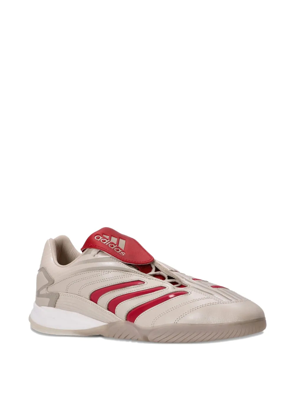 adidas Predator Sala leather indoor shoes, beige upper with red hook-and-loop