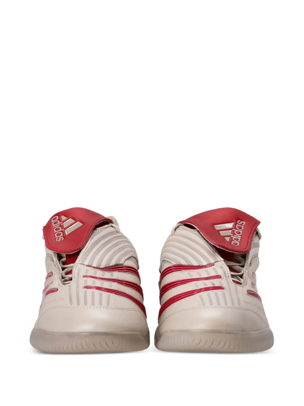 adidas Predator Sala leather indoor shoes, beige pair with red heel and laces