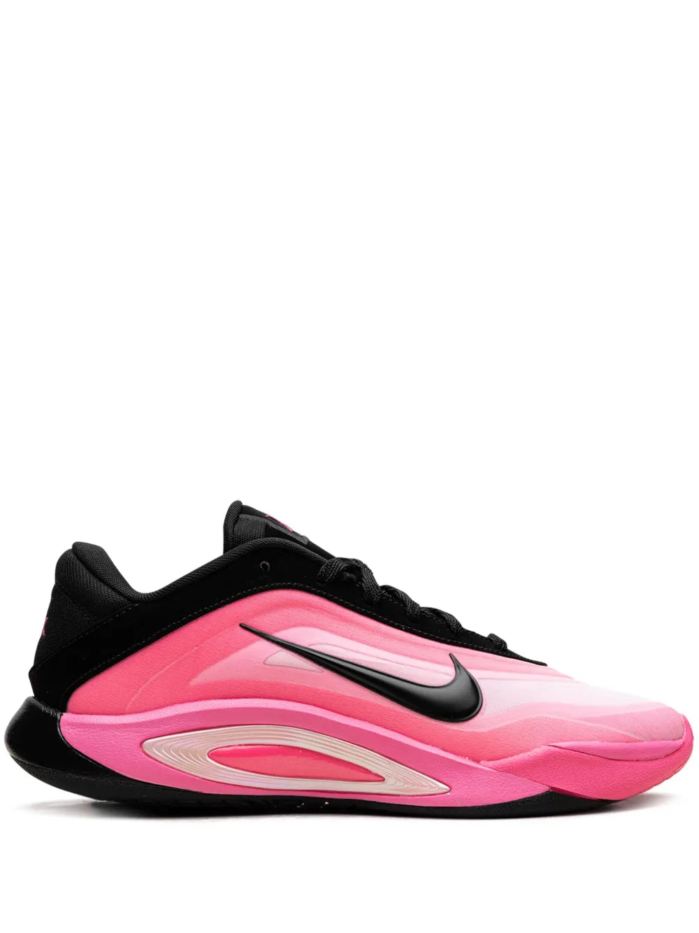 Nike A'Ja Wilson A'One low-top basketball shoes in black and pink, side view