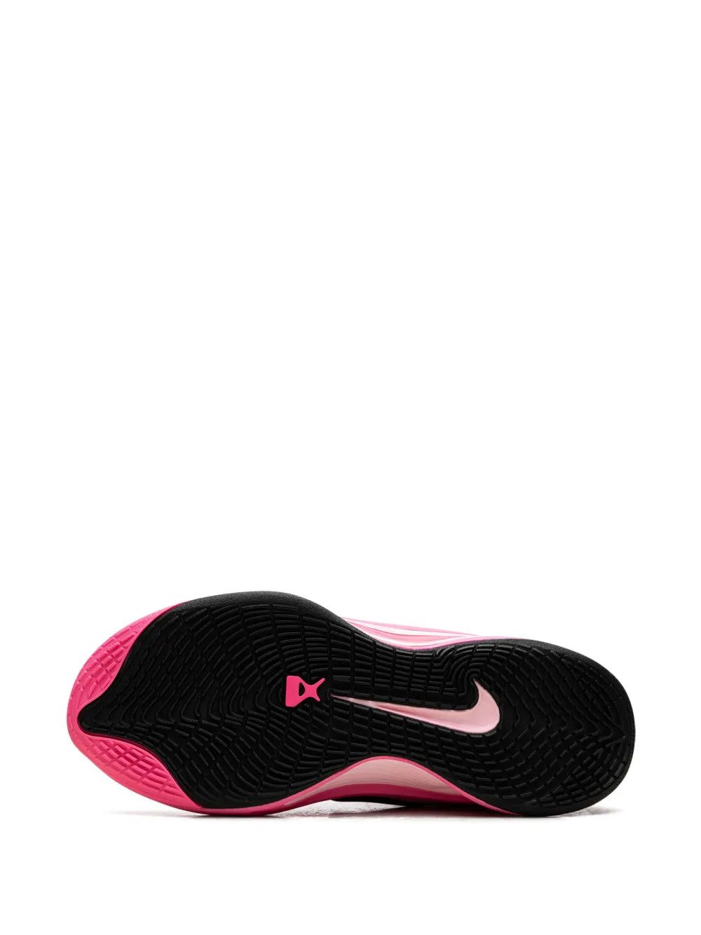 Nike A'Ja Wilson A'One outsole tread view, black sole with pink accents