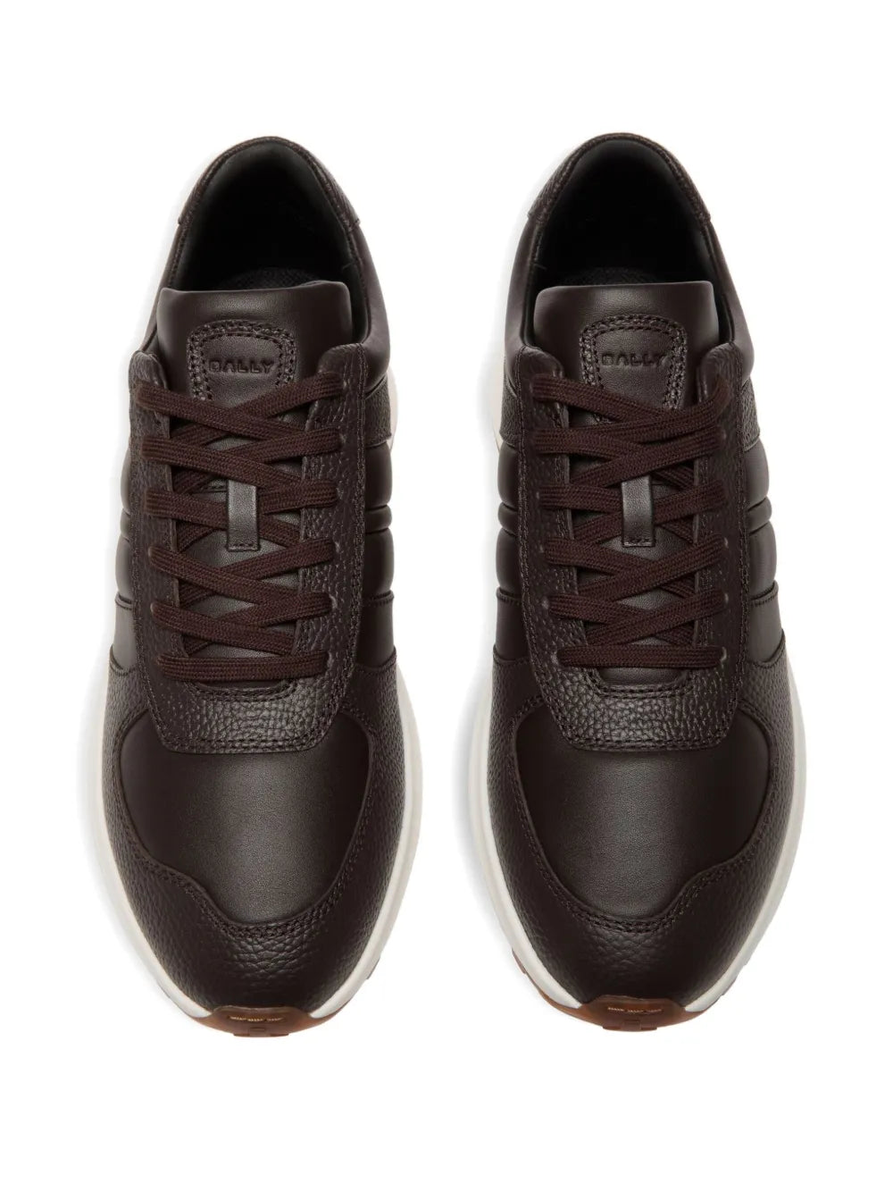 Pair of brown sneakers with dark lace-up front and padded collars.