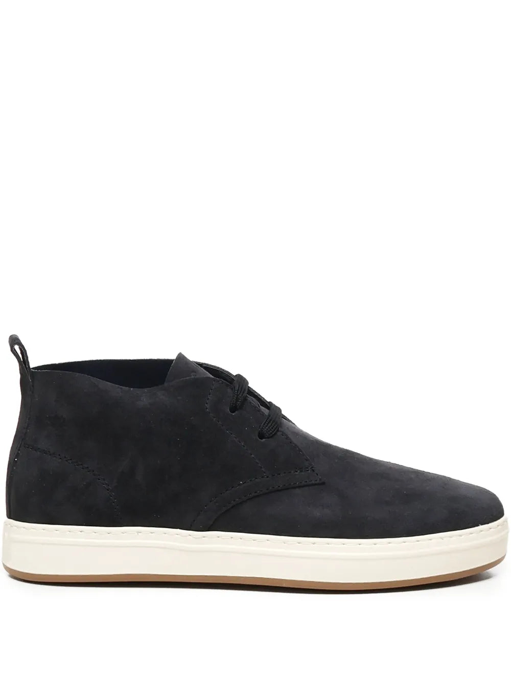 Hogan black suede lace-up sneakers with low white rubber sole