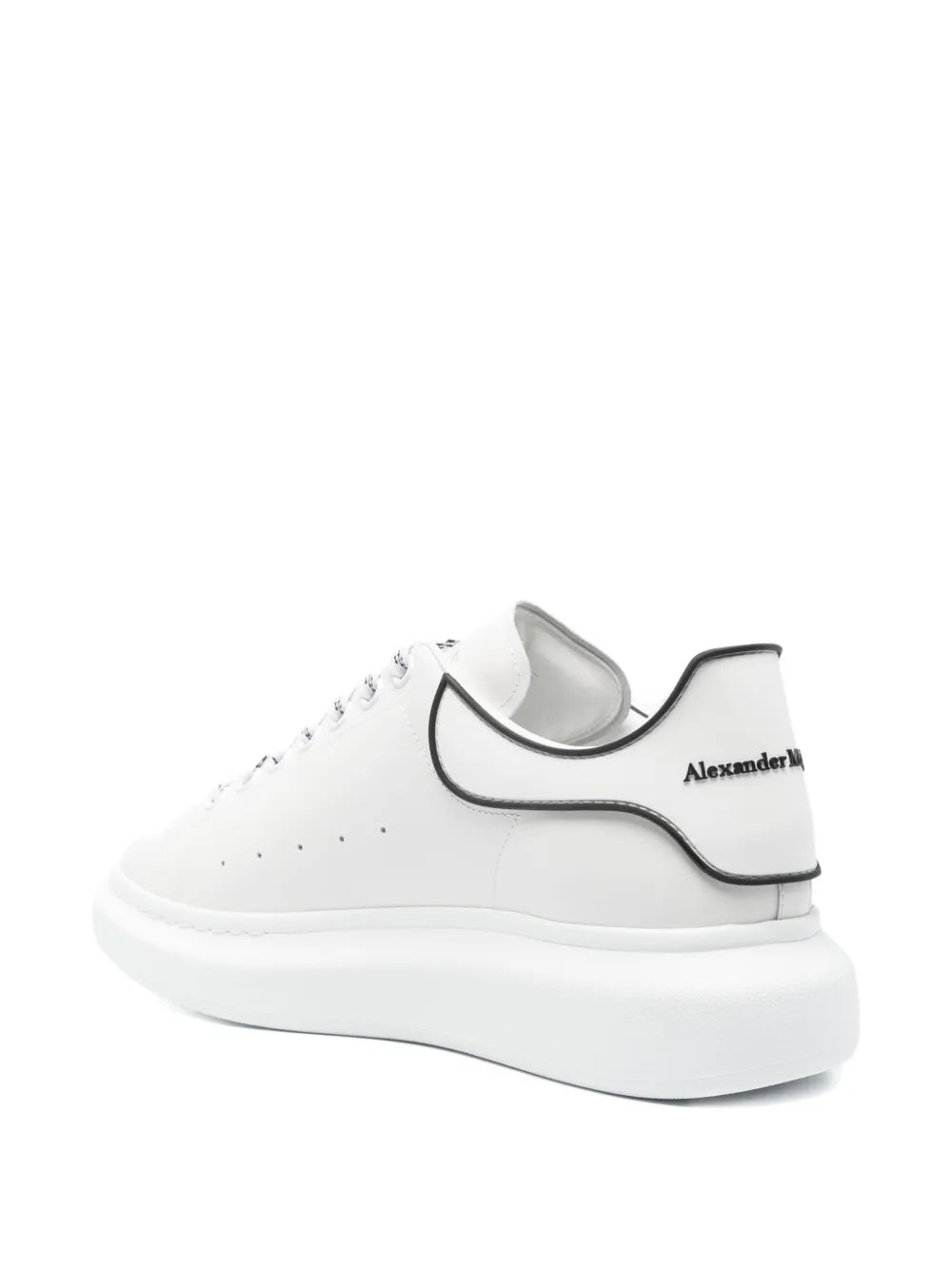 Alexander Mcqueen oversized lace-up sneakers, white with black collar trim and thick sole
