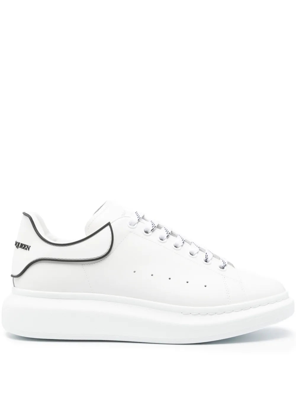 Alexander Mcqueen oversized lace-up sneakers, white leather with black trim and perforations