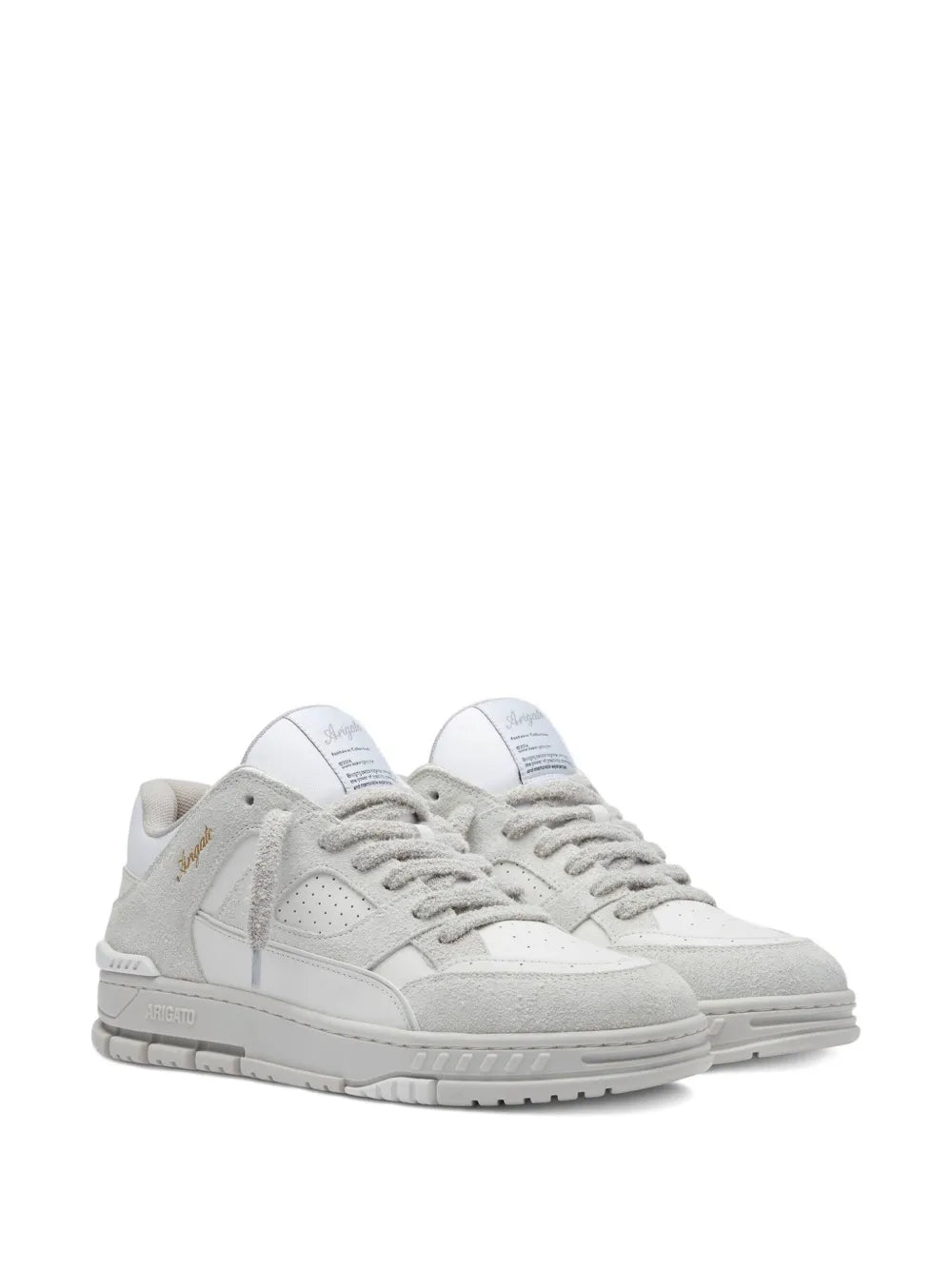Off-white leather low-top sneakers, laces, side panels and rubber tread sole