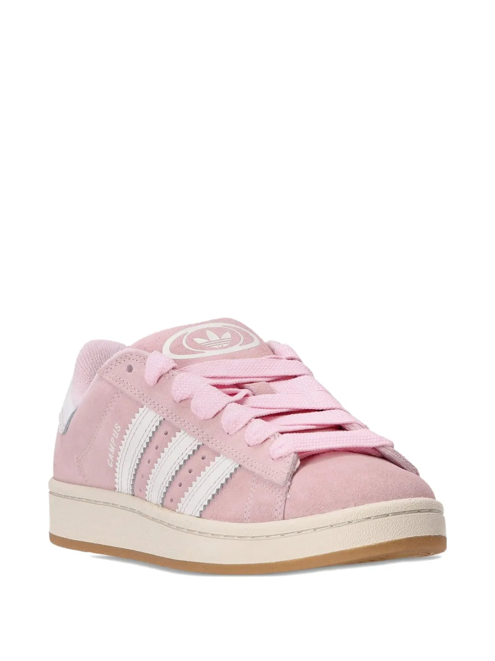 adidas Campus 00S suede sneakers, pink with lace-up front and white three-stripes
