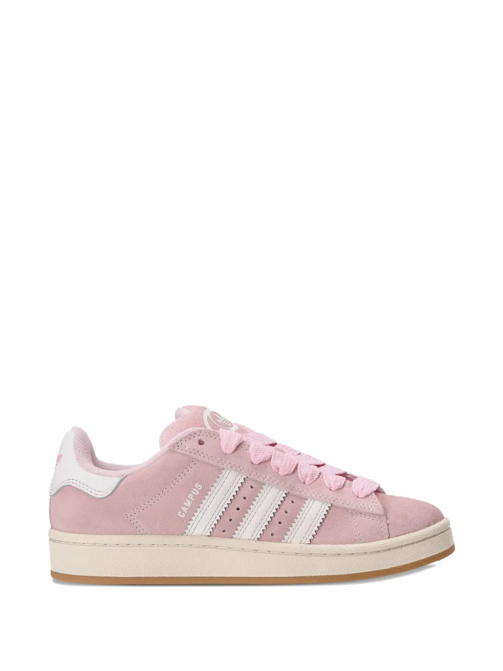 adidas Campus 00S suede sneakers, pink with white three-stripes and tan gum sole