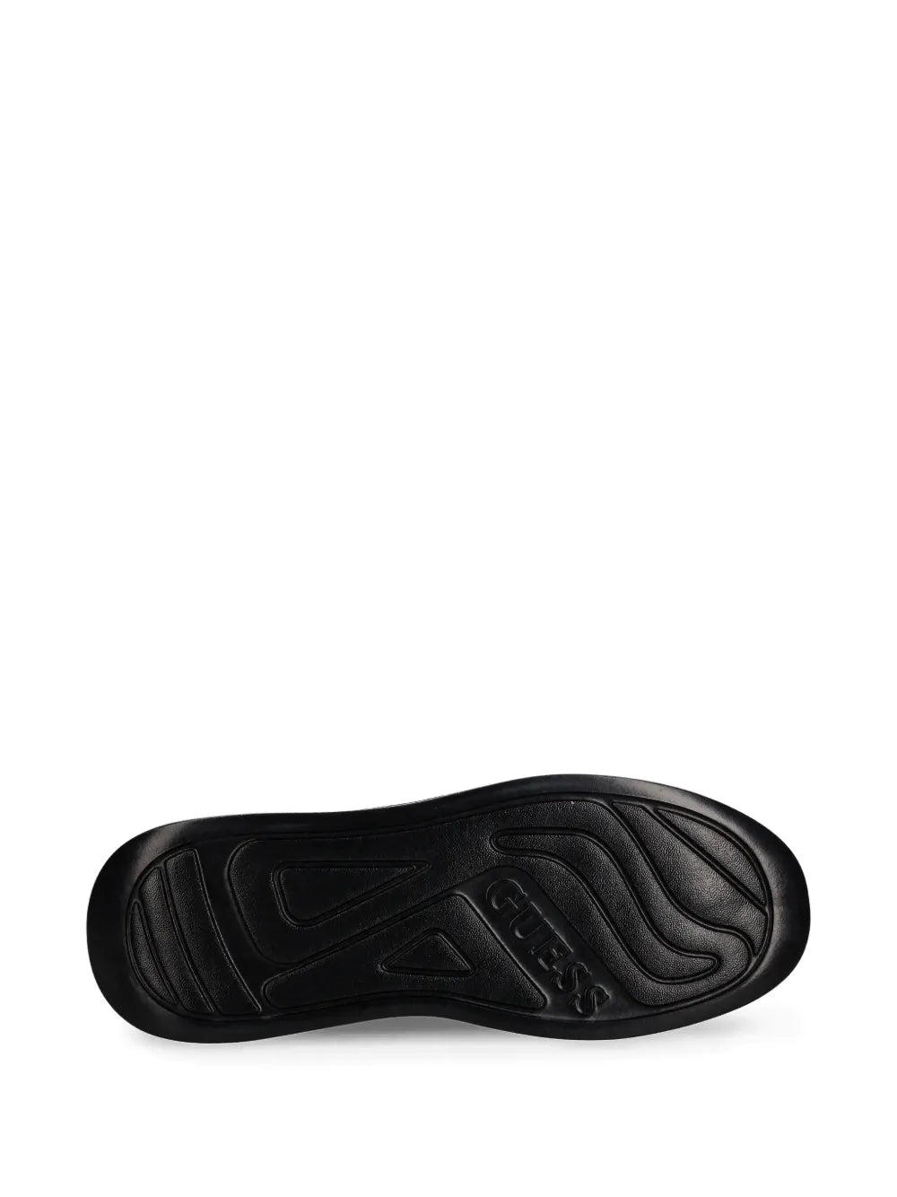 Guess black sneaker outsole with molded traction tread and white platform edge