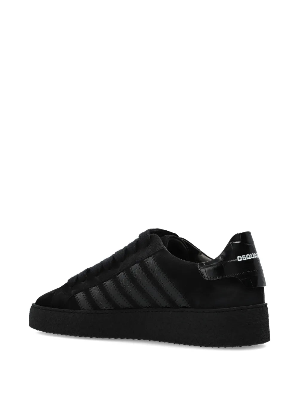 Dsquared2 black sneakers with lace-up collar and striped side panels