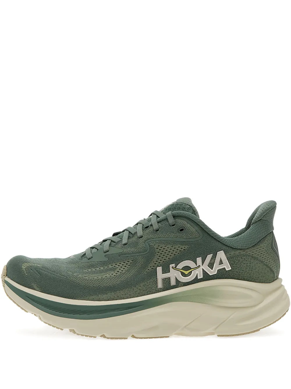 Green HOKA logo-print lace-up running sneakers with cushioned midsole