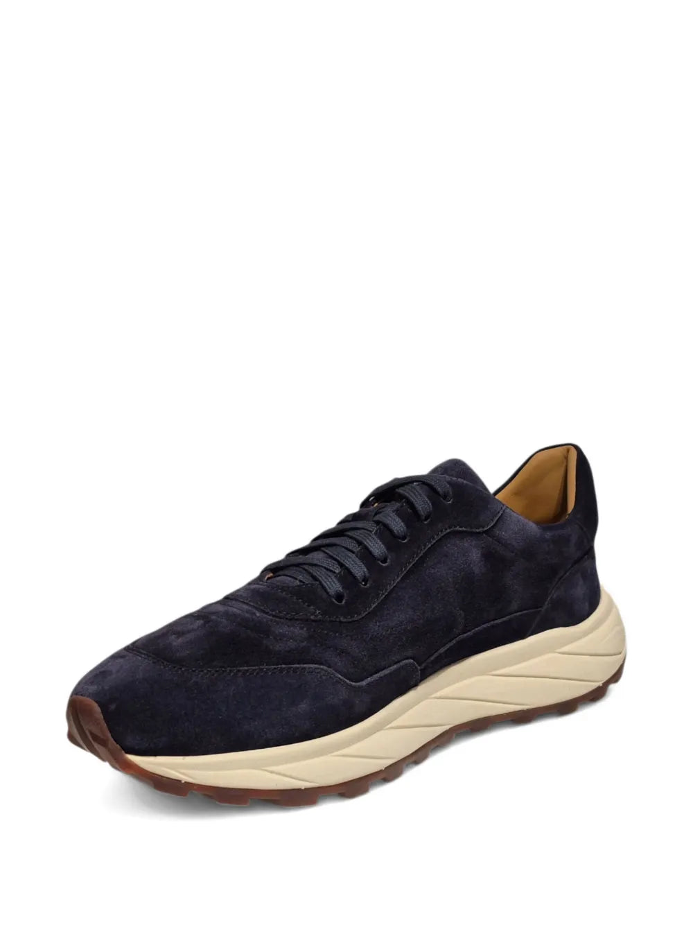 Henderson Baracco suede leather sneakers, navy blue lace-up with cream midsole