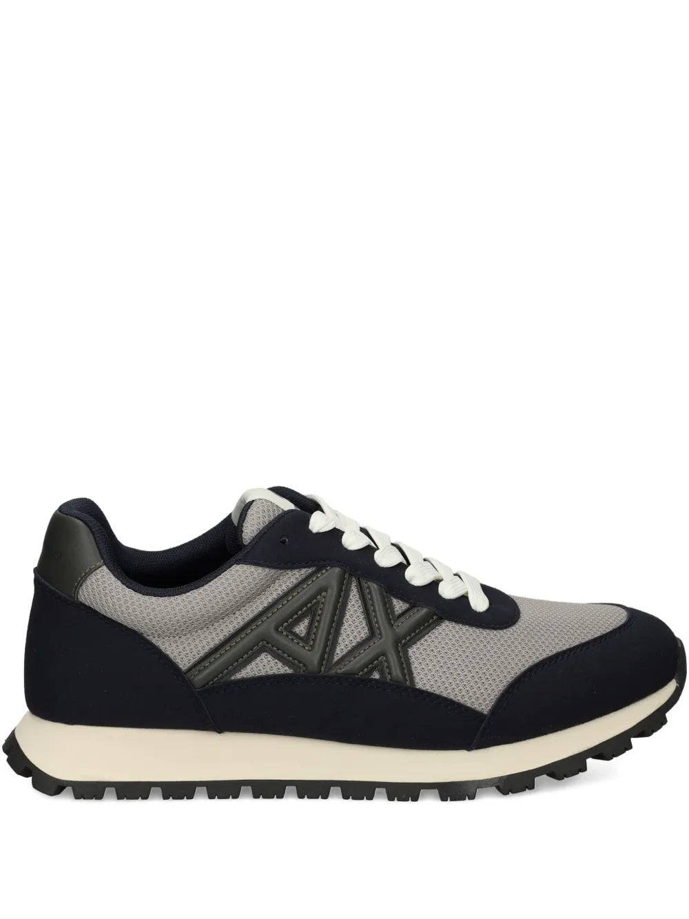 Armani Exchange logo-detail lace-up sneakers, grey and black, chunky rubber sole