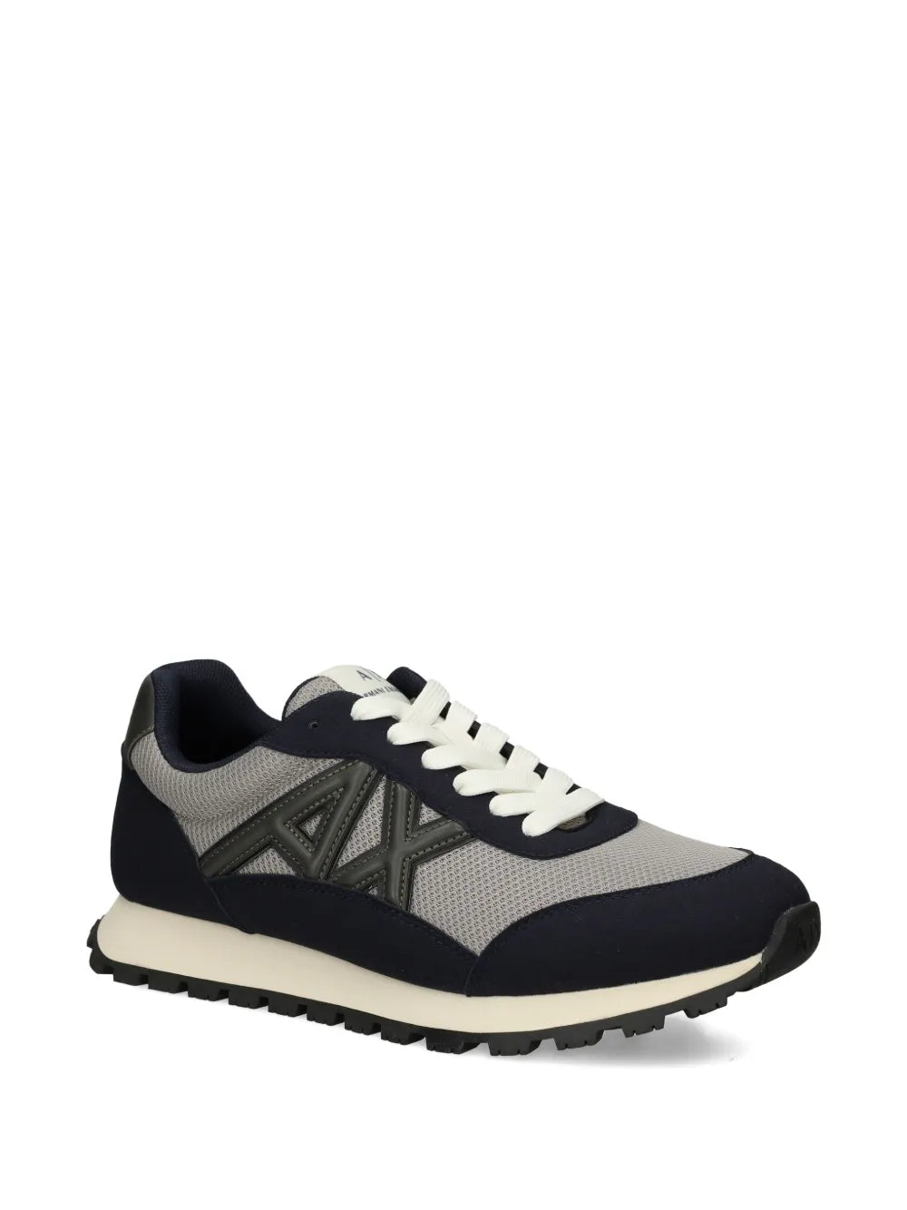 Armani Exchange logo-detail lace-up sneakers in grey/black with treaded sole
