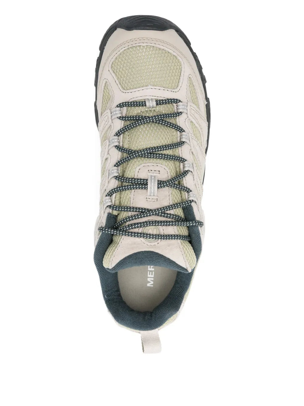 Merrell Moab 3 beige sneaker toe with lace-up front and Merrell logo on tongue