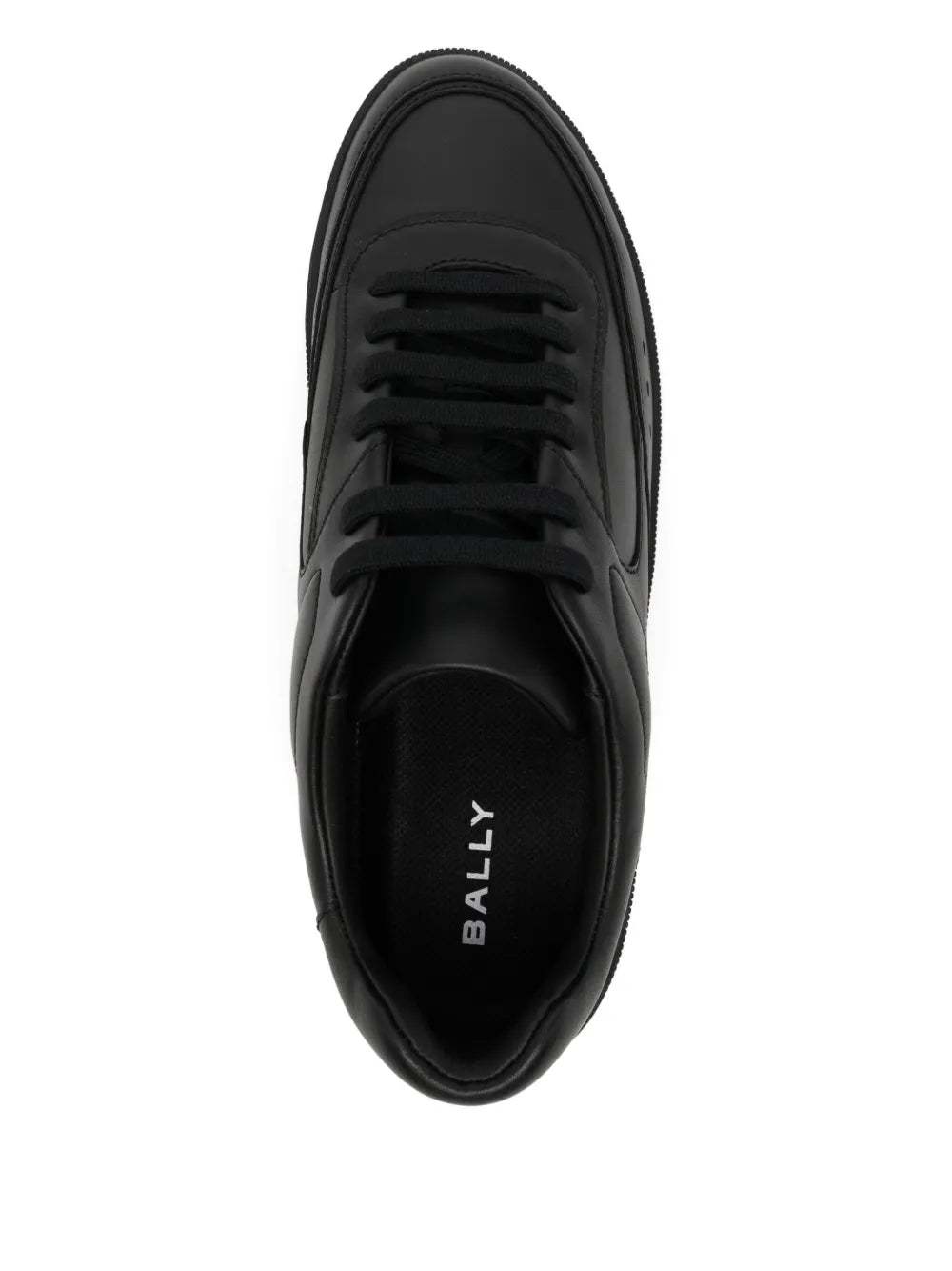 Bally Raise black sneakers with lace-up and BALLY branding on inner collar.