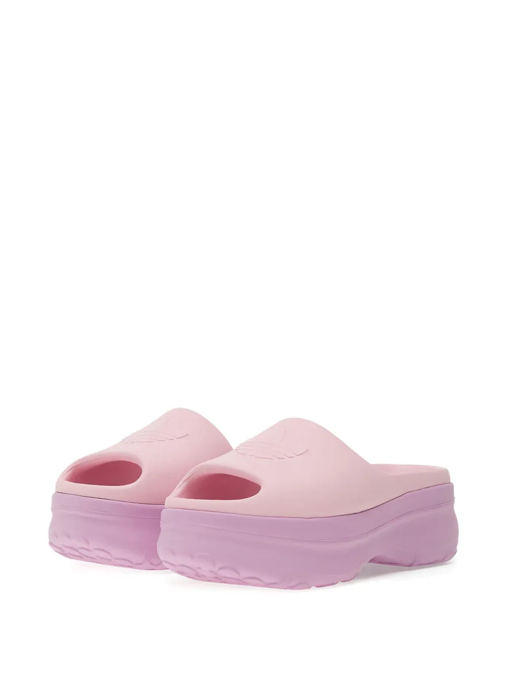 adidas Adifom platform slide sandals, light pink open toe and thick sole