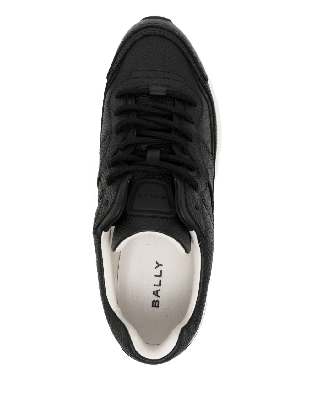 Black lace-up sneaker with BALLY logo on tongue and cushioned lining