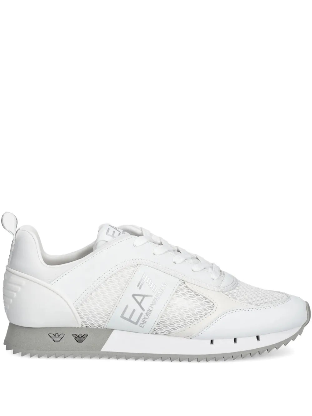White EA7 Emporio Armani logo-detail sneakers, lace-up with textured panels