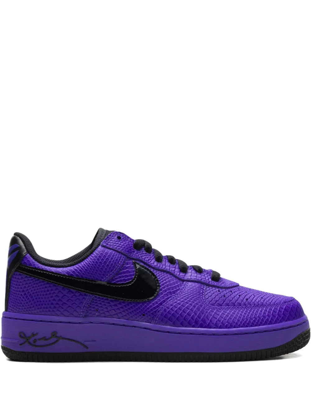 Nike Air Force 1 Low sneakers in purple with black swoosh, lace-up design