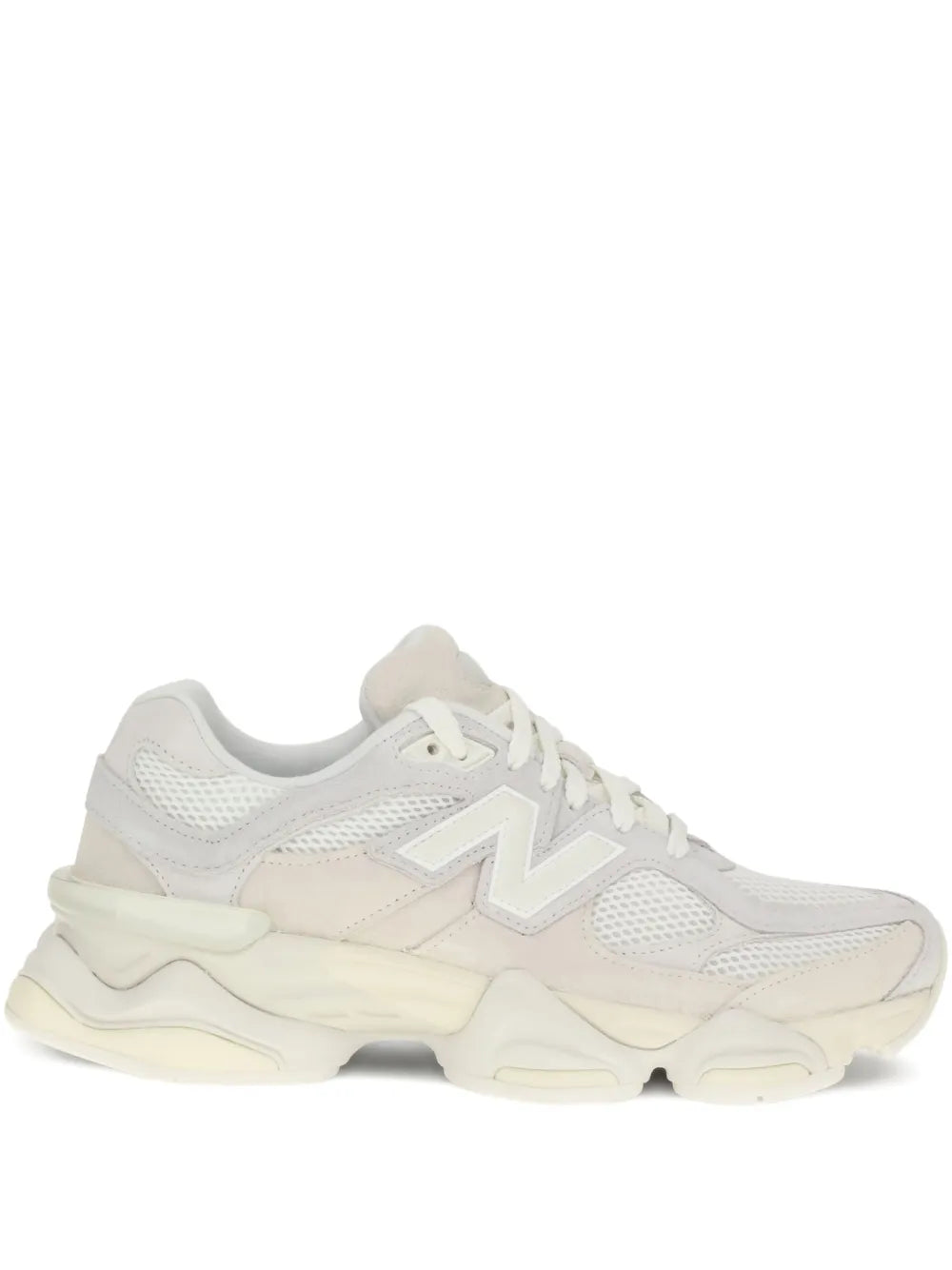Off-white mesh-panelled chunky sneakers with lace-up front and thick sole