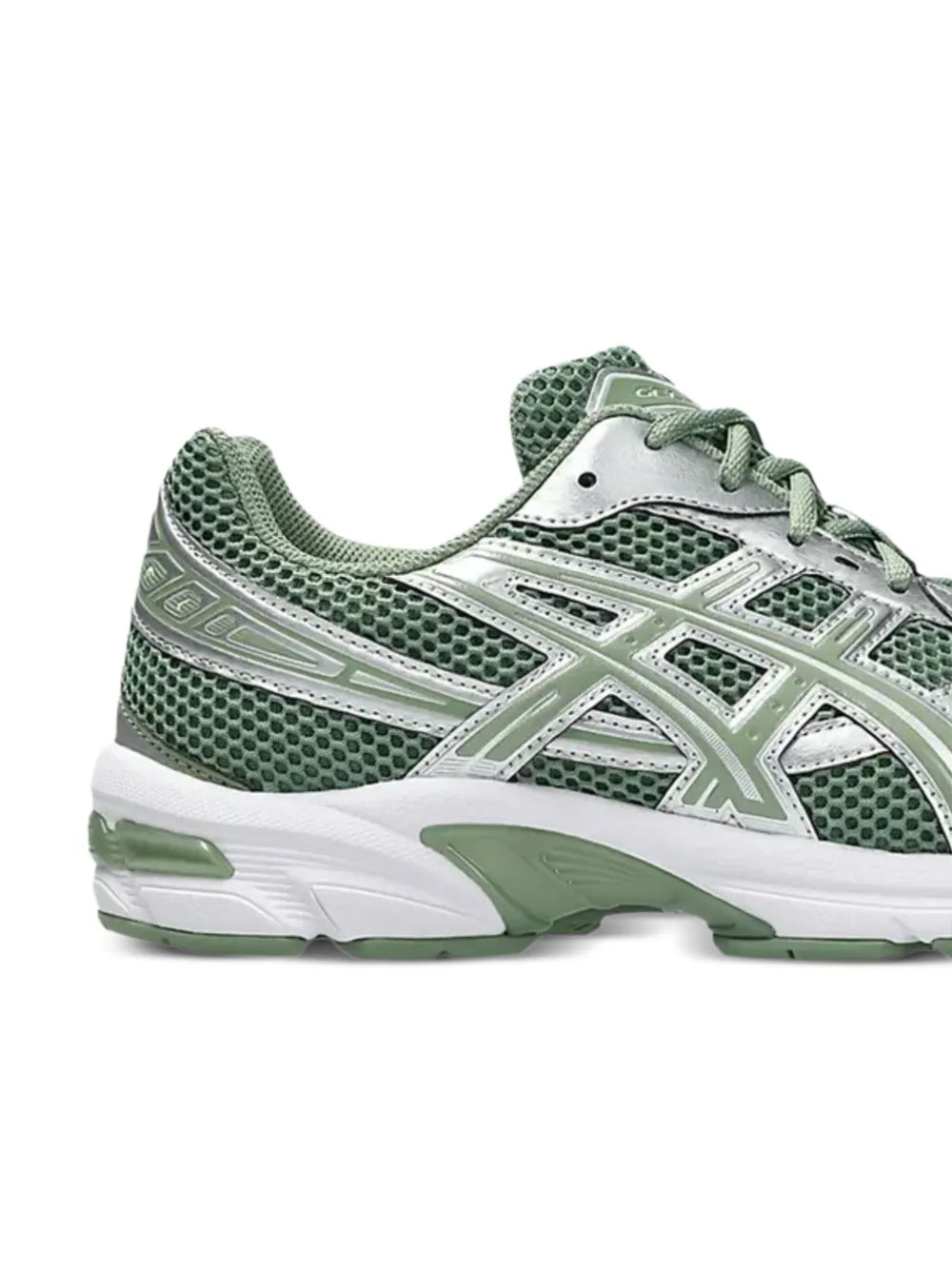 Asics Gel 1130 sneakers in green mesh with white overlays, lace-up, front-side view
