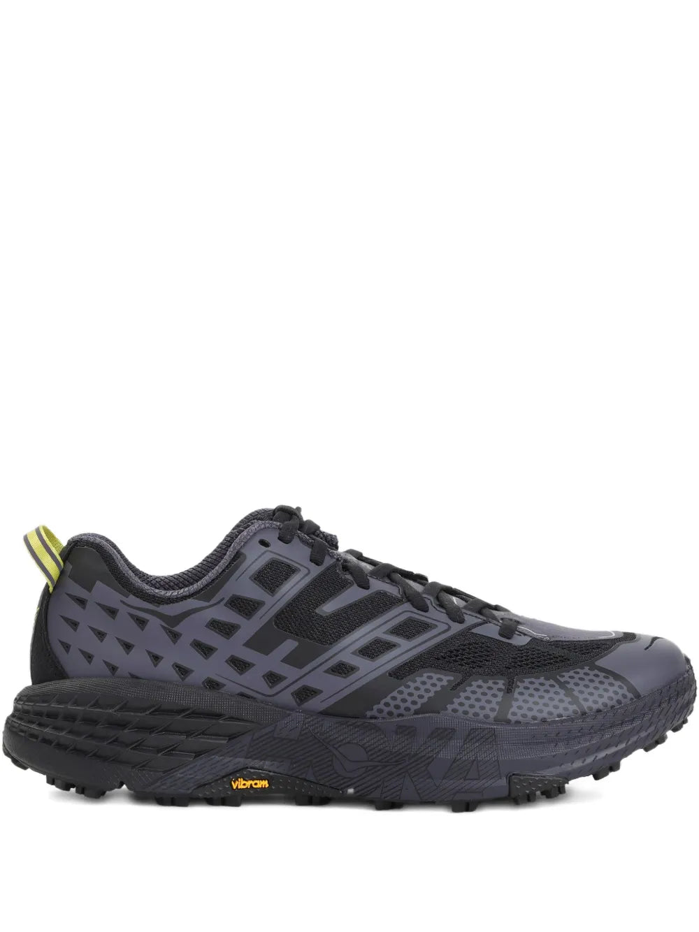 Hoka Speedgoat 2 black lace-up sneakers with rugged tread and mesh panels